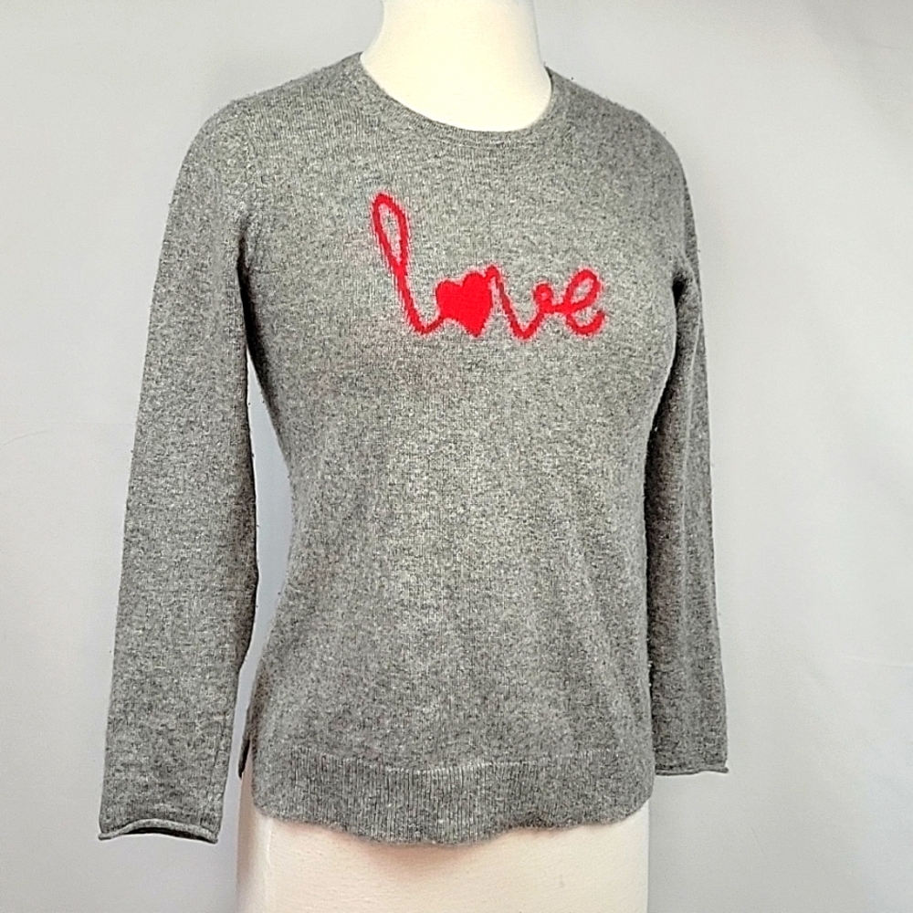 Anthro/ Future Paradise "Love" Cashmere Sweater Gray Size Small